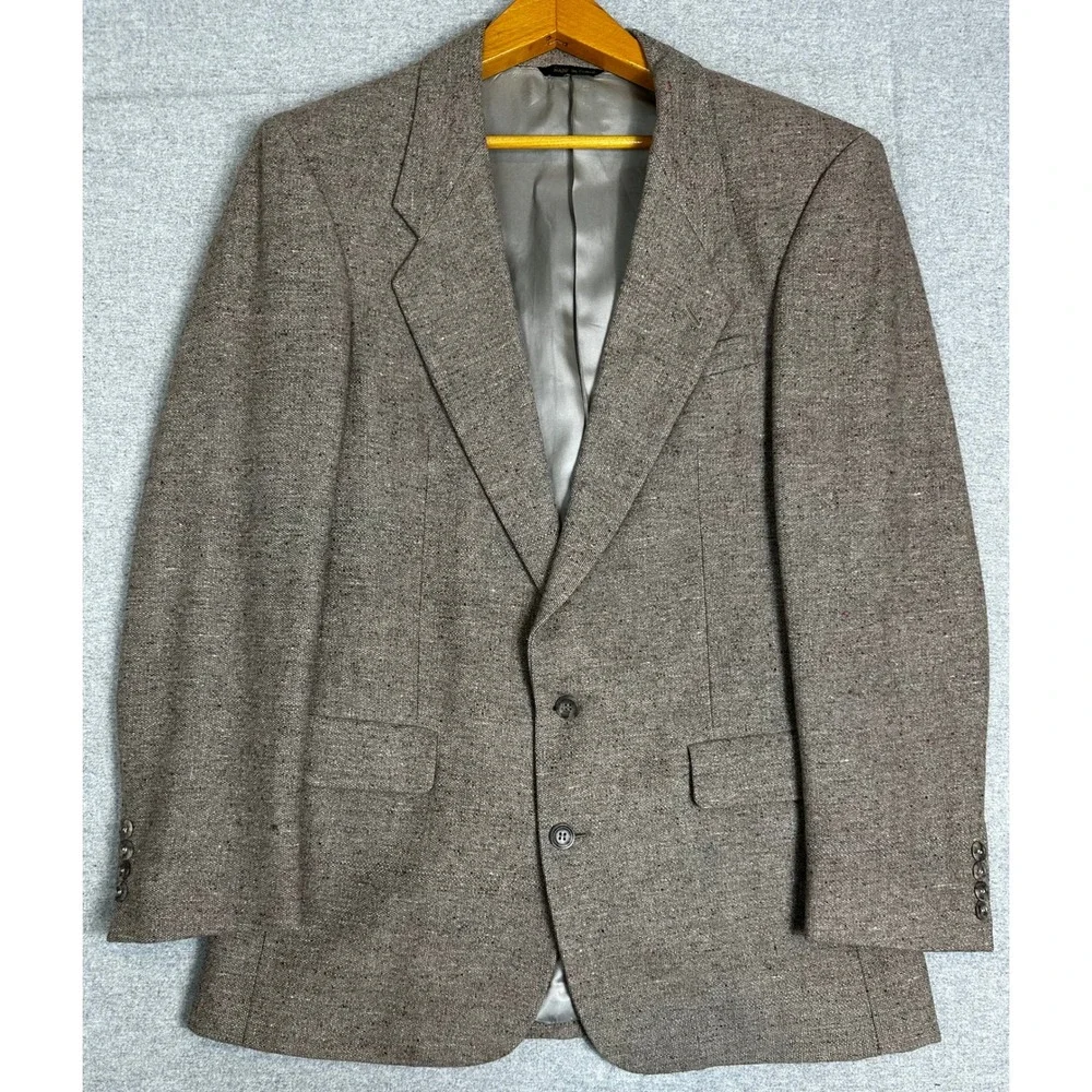 Vintage Lambswool Blazer 38R Brown Donegal Wool Lambswool Tweed Sport Coat